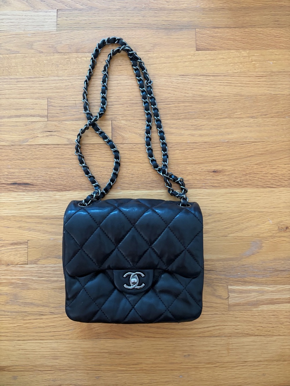 Chanel Leather Three Compartment Flap Bag in Black